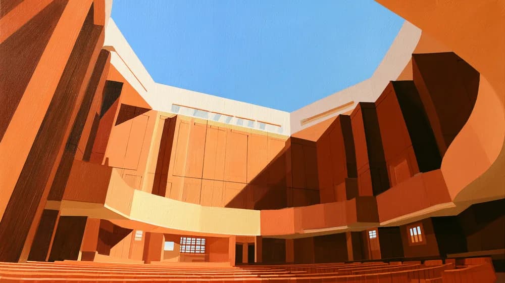 A brick civic building